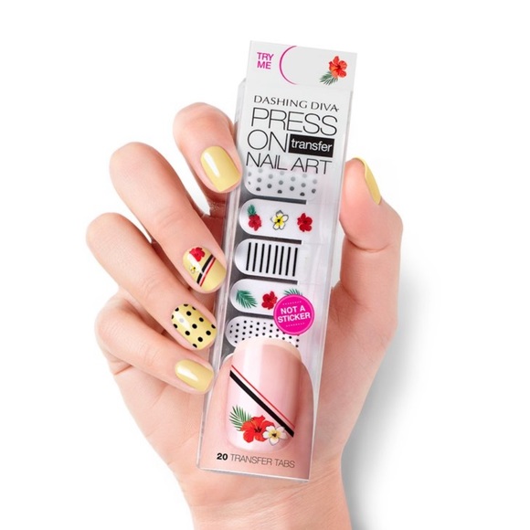 Dashing Diva Other - Dashing Diva Press-On Nail Art Transfers: Garden Party | Floral Polka Dot Black